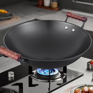 <span class=keywords><strong>Wok</strong></span> en titane pour cuisine commerciale, 47 cm, grande capacité, avec couvercle en acier pour cuisinière à gaz à induction - Product Image 1