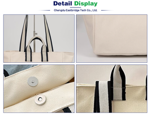 Sac fourre-tout en toile pliable avec logo personnalisé et motif de dessin animé, double poignée, sac à main sécurisé et facile d'accès pour les trajets quotidiens des femmes - Product Image 2