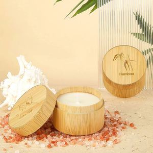 Bougie parfumée artisanale en bambou, pot cylindrique, aromathérapie, cire de soja, décoration d'intérieur - Product Image 5