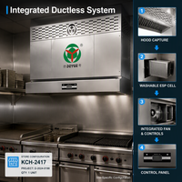 Hood Ventilasi Komersial Restoran Tanpa Saluran dengan Sel ESP yang Dapat Dicuci, Sistem Pemurnian Terintegrasi untuk Dapur Rantai