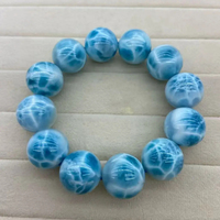 Perles de Larimar Naturelles Dominicaines, Collier de Perles Rondes Bleues, Pierres Précieuses en Vrac pour la Fabrication de Bijoux, Vente en Gros