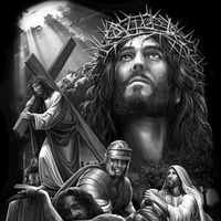 Peinture sur Toile Abstraite Noir et Blanc : Portrait de Jésus, Décoration Murale Chrétienne pour Salon et Intérieur de Maison