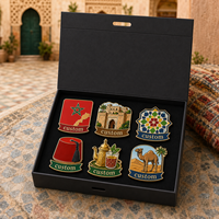 Lot de badges émaillés personnalisés du Maroc, avec étoile rouge, drapeau, tuile de Médine, pour la fête nationale, en coffret cadeau, souvenir touristique