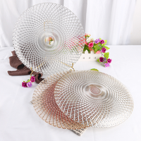 <strong>Best</strong> <strong>Sellers</strong> Hand-made Electroplated Charger Plates <strong>Set</strong> Creative Pattern Glass Plates Colored Tray <strong>Dinner</strong> Plates in Wedding