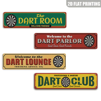 Letrero Metálico de Lata para Sala de Dardos, Decoración Rústica de Pared con la Frase 'Bienvenidos Amigos', para Sala de Juegos, Bar, Pub, Cueva del Hombre, Regalo