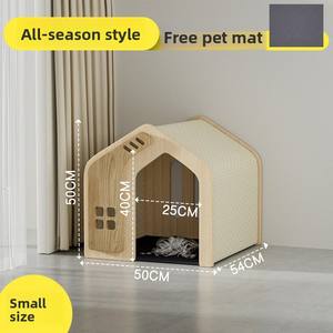 JSD 四季舒适实木棉质宠物屋巢式设计魔术贴闭合小型/大型犬耐用易组装 - Product Image 5