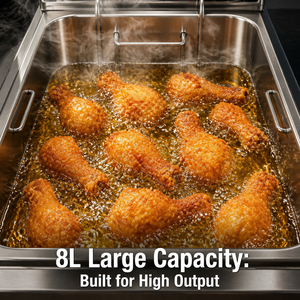 8L Large Capacity Electric Fryer Machine 3KW High <b>Power</b> Countertop Deep Fryer Stainless Steel Single Tank for Commercial Kitchen - Product Image 5