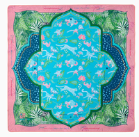 Tapis de Mahjong Américain de Luxe Pliable et Moderne 80x80cm (31.5x31.5 pouces) en Feuilles de Bambou Bleues Antidérapant en Caoutchouc
