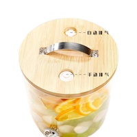 Réservoir de fermentation en verre borosilicate de haute qualité de 5 L, 7,5 L, 10 L, pour boissons, jus, eau, avec robinet et couvercle en bambou