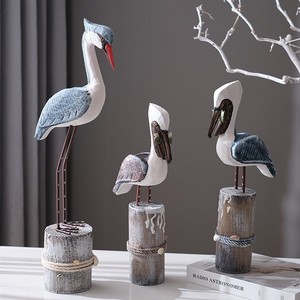 Ensemble de 3 ornements d'oiseaux méditerranéens en bois de pin pour la décoration de table de chambre - Product Image 2