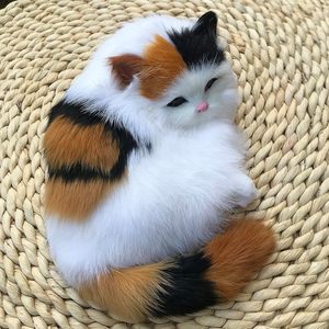 Réaliste en peluche bébé Calico chat Figurine moelleux synthétique <span class=keywords><strong>chaton</strong></span> pour la maison bureau décor à collectionner Animal Kitty cadeau de noël - Product Image 4