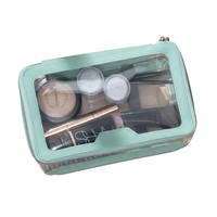 Pochette de maquillage transparente en PU avec fermeture éclair, écologique, tendance, pour voyager, organiseur de sac, trousse de toilette pour femmes, pochette pour soins de la peau