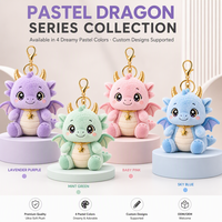 Porte-clés en peluche dragon mignon personnalisé OEM ODM, dragon bébé assis avec ailes, cornes dorées, pendentif étoile, boîte personnalisée de marque