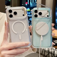 Étui de téléphone portable magnétique transparent avec paillettes Meracly pour iPhone 12 13 14 15 16 17 Pro Max, support transparent, protection