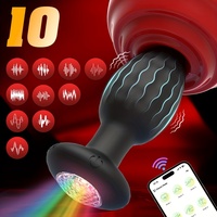 Vibromasseur anal contrôlé par application, plug anal en silicone, jouet sexuel anal avec base lumineuse en cristal diamant, jouets pour adultes pour hommes et femmes