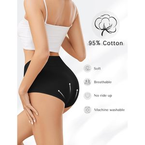 Braguitas de algodón de cintura alta para mujer, color negro, ajuste cómodo, transpirables, paquete de 4. - Product Image 3