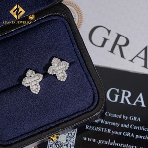 Fine Jewelry Hip Hop <b>Earrings</b> Cross Shape Stud <b>Earrings</b> Screw Back 925 <b>Silver</b> Moissanite unisex - Product Image 1
