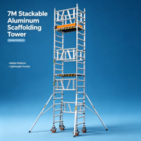 Plateforme mobile en aluminium, échafaudage empilable, 7 m, léger, portable, échelle d'échafaudage pour la construction d'entrepôts
