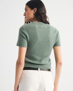 T-shirt en tricot brossé doux à col rond et manches courtes LEDUO, élégant et décontracté pour femmes - Product Image 2