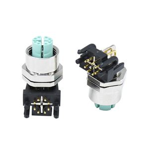 Connecteur M12 8 broches codées en X à souder coudé prise femelle étanche IP67 connecteur de montage sur panneau - Product Image 2