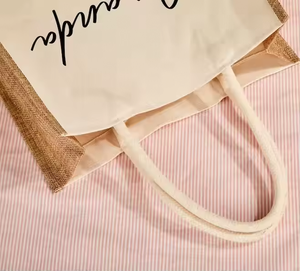 Venta directa de fábrica logotipo personalizado en blanco yute lienzo al por mayor algodón yute compras regalo DIY bolsas de mano - Product Image 6