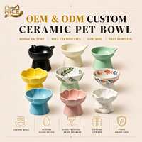 Bol pour chat en céramique surélevé peint à la main NicePets |   Protection du cou anti-chute de conception artisanale |   Gamelle pour animaux de compagnie avec logo personnalisé OEM