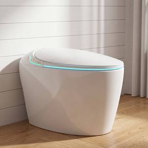 WC intelligent électrique automatique en céramique, à poser au sol, avec télécommande, siège chauffant, cuvette allongée, siphon en S, pour salle de bain - Product Image 1