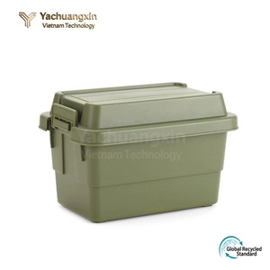 Outdoor Plastic <b>Storage</b> <b>Box</b> for Camping and Barbecue Tools, Olive Green, Durable Container with Lid and Handle, All Seasons Use - Product Image 5