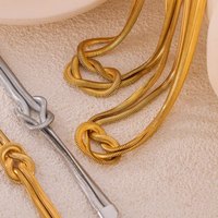 Punk Hip Hop mode ensemble de bijoux Double couche serpent chaîne collier Bracelet en acier inoxydable noué Design Edgy Streetwear