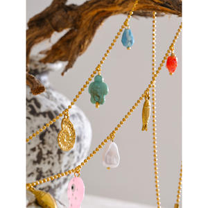 JINYOU 985 nuevo encanto de acero inoxidable forma de pez colgante collar cristal resina pequeña flor cerámica estrella accesorio collar - Product Image 3