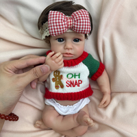 12 "réaliste plein Silicone yeux brillants Silicone Reborn bébé bouche ouverte fille avec des cheveux bruns petit bébé pour les collectionneurs
