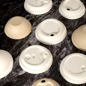 Couvercle de tasse en papier de pulpe de canne à sucre <span class=keywords><strong>jetable</strong></span> écologique calibre 80 90 couvercle de tasse en papier dégradable café lait thé - Product Image 2