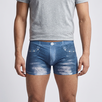 Boxers pour hommes de haute qualité, imprimé jean 3D, sexy, tendance, décontractés, sous-vêtements masculins de marque