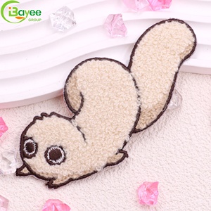 Soft Flexible <b>Material</b> Chenille Designer Logo Iron on Patches Towel <b>Embroidery</b> Heat Transfer Patches for T-Shirts - Product Image 2