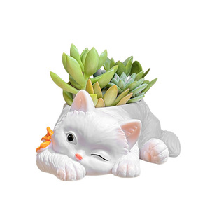 Nouveau pot de fleurs décoratif de <span class=keywords><strong>jardin</strong></span> en résine écologique, durable, léger, créatif, en forme de chat de dessin animé - Product Image 1