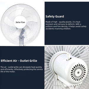 Ventilateur solaire rechargeable 16/18 pouces, alimentation AC/DC, ventilateurs sur pied avec télécommande, ABS+Métal, 25W, pour la maison, le bureau, l'extérieur et l'intérieur - Product Image 5
