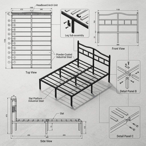 Struttura Letto in Ferro Battuto Silenziosa, Leggerissima ed Economica, di Alta Qualità - Product Image 6
