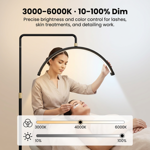 Lámpara de pie de media luna dorada de 50W con control táctil, regulable, 3000K-6000K, CE RoHS, OEM, MOQ bajo, embalaje personalizado - Product Image 2