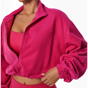 Vestes légères à col montant pour femmes coupe ajustée nouvelle <span class=keywords><strong>veste</strong></span> de course de <span class=keywords><strong>sport</strong></span> de yoga à fermeture éclair complète pour la salle d'entraînement - Product Image 2