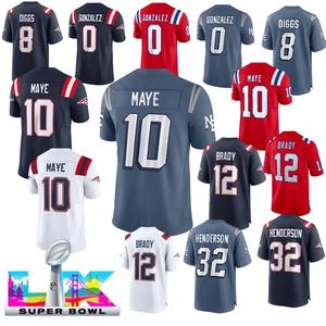 スーパーボウルの宿敵、ニューイングランドの卸売 # 0 ガンサレス # 5月10日 # 8 ステフォン・ディグス # 12番ブレイディ刺繍入りアメリカンフットボールジャージ - Product Image 1