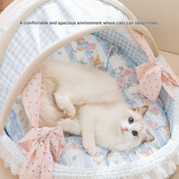Coussin carré convertible 2-en-1 avec capote amovible pour animaux de compagnie, nid de sommeil toutes saisons pour petits chiens et chats
