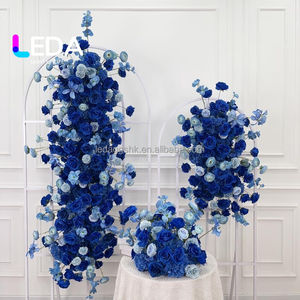 Arche de fond de scène de mariage en soie bleu royal LEDA, rangée de fleurs suspendues, fête d'anniversaire, scène, arrangement floral au sol, fleurs au sol - Product Image 1