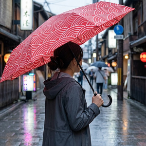 Leather Travel <b>Umbrella</b> Creative Japanese Pattern Folding Compact Windproof Waterproof Portable Gift Outdoor Stylish - Product Image 3