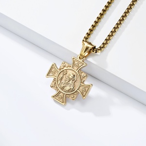 Collar con Colgante <span class=keywords><strong>de</strong></span> Cruz <span class=keywords><strong>de</strong></span> San Benito, Estilo Hiphop, Medalla <span class=keywords><strong>de</strong></span> Exorcismo, Amuleto para Hombre, Marca KRL - Product Image 3