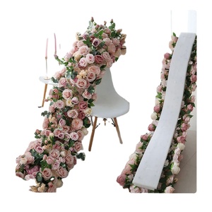 Искусственная гирлянда из красных и розовых гортензий и роз для декора стола, свадебных торжеств, оформления дорожек, декорации для школы, из шелка и пластика - Product Image 1