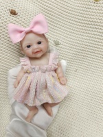 Poupée Reborn miniature en silicone de 6 pouces, corps entier, micro réaliste, nouveau-né, yeux ouverts, bébé fille, jouet anti-stress, doux et réaliste