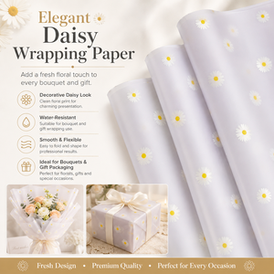 Papel de Regalo Floral Elegante de Alta Calidad, Diseño Floral de Margaritas, Impresión en Tinta, Película OPP Impermeable para Cajas de Regalo - Product Image 3