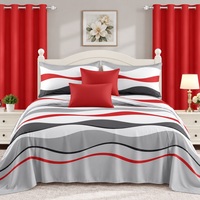 Ensemble de draps de lit 6 pièces en polyester 100TC bleu ciel à motif géométrique flèche, imprimé sur mesure, pour vente au détail, taille King