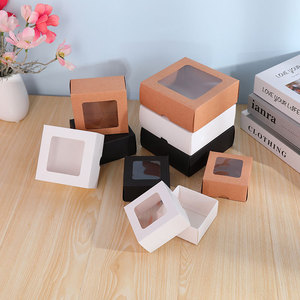 New product opening window cover gift box hand gift transparent window folding gift box kraft paper box