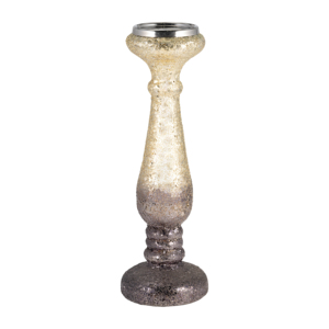 Portacandele in Vetro Sfumato Effetto Craquelé, Moderno Candelabro a Colonna, Centrotavola, Decorazione per la Casa - Product Image 1